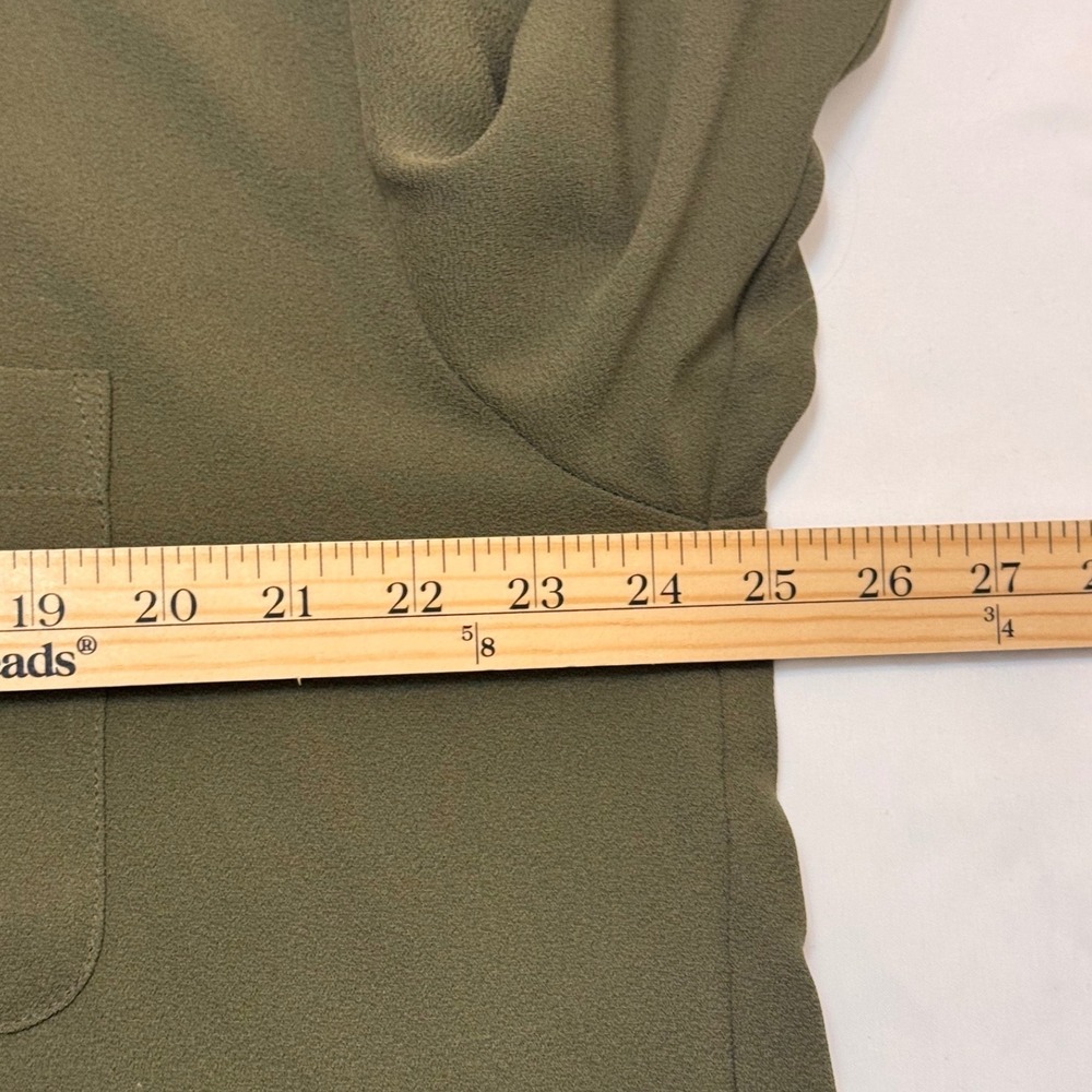 J. Jill‎ Womens XL Tall Olive Green Button Down Long Sleeve Blouse Pocket Crepe - Picture 9 of 9